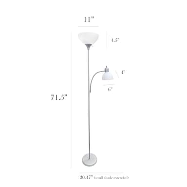 Simple Designs LF2000-SLV Mother-Daughter Floor Lamp with Reading Light, Silver - Image 4