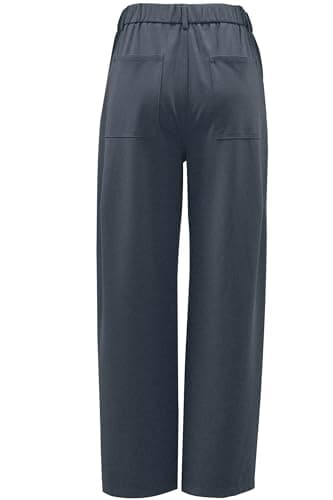 Arach&Cloz 2025 Women's Stretch Wrinkle Free Dark Grey Wide Leg Trousers Business Casual High Elastic Waisted Loose Palazzo Pants Button Down Zipper Comfy Slacks with Multiple Pockets L - Image 3