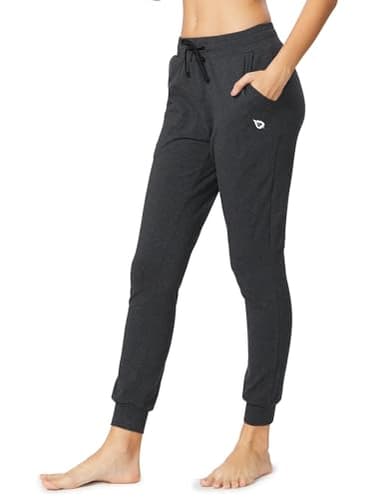 baleaf Womens Sweatpants Cotton Joggers with Pockets Lounge Sweat Pants Tapered Casual Running Workout Yoga Charcoal Size L - Image 3