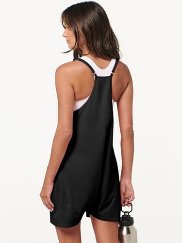 ANRABESS Womens Rompers Summer Casual Loose Sleeveless Overalls Spaghetti Strap Shorts Jumpsuit 2025 Beach Vacation Outfits Black X-Large - Image 6