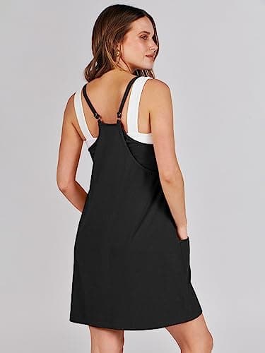 Caracilia Womens Summer Mini Dress 2025 Casual Sleeveless Built in Shapewear Sundress Trendy Short Tennis Athletic Outfits Black Medium - Image 4
