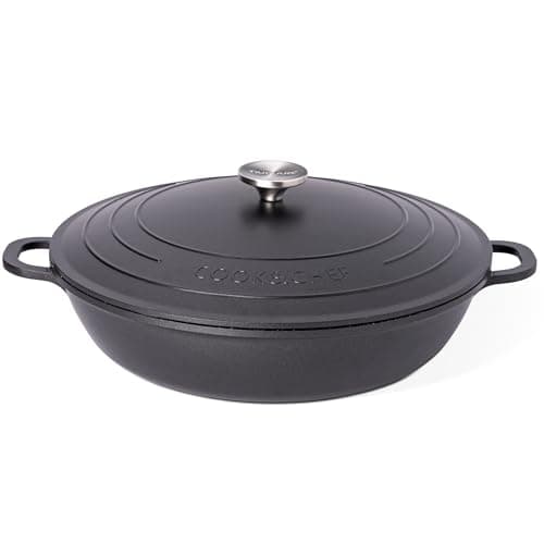 Dutch Oven Pot with Lid – Non Stick Dutch Oven for Sourdough Bread Baking – Cast Aluminum Cooking Pot – Oven Safe Stock Pot – 5.5-Quart, 12 Inch, Black – by Nuovva - Image 1
