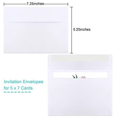 50 Packs 5x7 Envelopes, White A7 5x7 Envelopes for Invitations, Printable, Self Seal for Weddings, Photos, Postcards, Greeting Cards, Mailing - Image 3