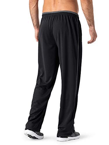 MAGNIVIT Men's Jogging Training Pants with Zipper Pockets Open Bottom Athletic Fit Sweatpants Black/Grey - Image 2