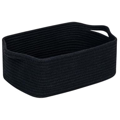 CubesLand Cute and Durable Small Cotton Rope Basket for Organizing, Woven Closet Storage Bin,Shelves Closet Storage Basket, Bathroom Storage Organizer Bin, Nursery Toy Basket Bin, Black Basket - Image 1