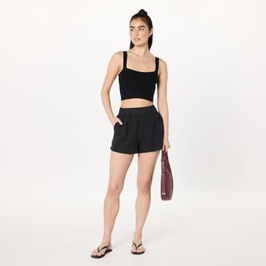 The Drop Women’s Essie Linen Pull On Mini Short, Black, S - Image 4