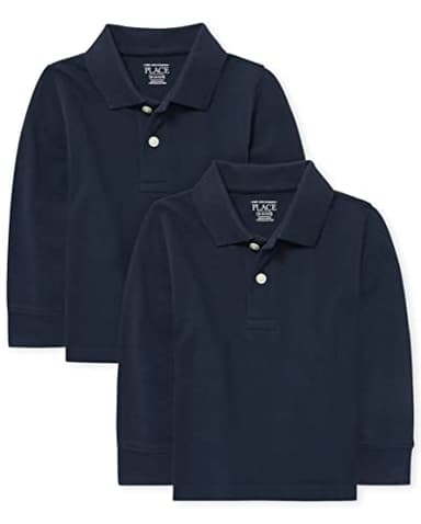 The Children's Place Baby Boys and Toddler Boys Long Sleeve Pique Polo, Nautico, 9-12 MONTHS - Image 1