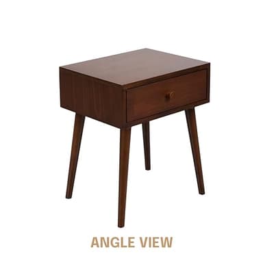 NTC Lux Solid Wood Nightstand with Drawer, Mid Century Modern Side Table Bedroom, Bedside Furniture, Night Stand, End Table, Easy Assembly - Dark Walnut - Image 5