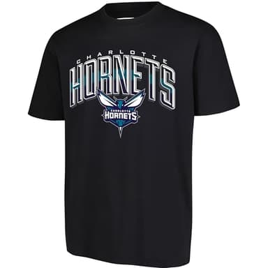 Ultra Game NBA Charlotte Hornets Men's Arched Plexi Short Sleeve Tee Shirt, Black, Medium - Image 1