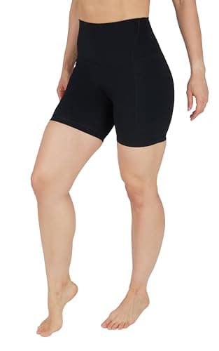 Yogalicious Womens High Waisted Biker Shorts Workout Running Spandex Yoga Shorts 3.5", 5", 7", 9"- Classic Black 7" - Large - Image 4