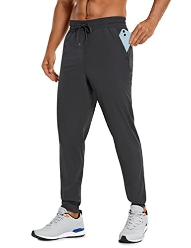 CRZ YOGA Athletic Joggers for Men 31" Lightweight Water Resistant Outdoor Workout Pants with Zip Pockets Ink Gray Large - Image 1