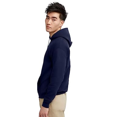 Hanes Men's Pullover EcoSmart Hooded Sweatshirt, Navy, Large - Image 3