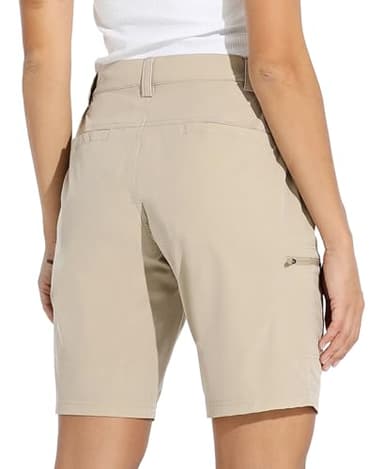 Willit Women's 10" Hiking Cargo Shorts Stretch Golf Active Long Shorts Quick Dry Outdoor Summer Shorts Khaki M - Image 2