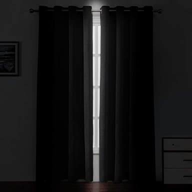 LEMOMO Blackout Curtains 52 x 108 inch/Black Curtains Set of 2 Panels/Thermal Insulated Room Darkening Bedroom Curtains - Image 3