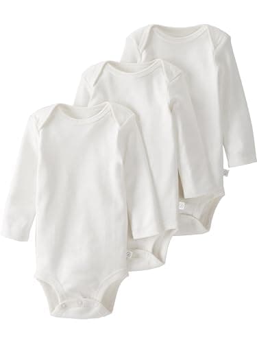 little planet by carter's Baby 3-pack Long Sleeve Bodysuits made with Organic Cotton, Light Cream, 6M - Image 1