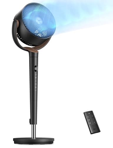 Dreo Fan for Bedroom, 120° Oscillating Standing Fan, Quiet Floor Fan with DC Motor, Pedestal Fan for Room, 9 Speeds, 4 modes, 20dB, 120° Manual Vertical, 37-42" Adjustable Height, 9H Timer, Black - Image 1