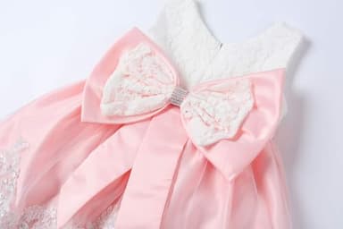 LZH Baby Girls Lace Dress Bowknot Flower Dresses Wedding Pageant Birthday Tutu Gown Baby Pink 0-3M Baby Pink - Image 7