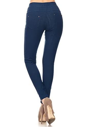Leggings Depot Women's Cotton Blend Stretch Pull-on Jeggings Casual Pants with Pockets (Denim Blue, 2X) - Image 3