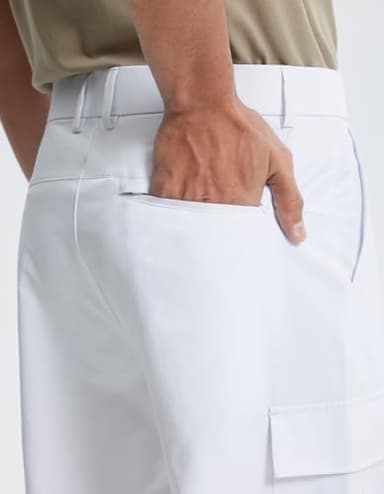 Libin Men's Golf Shorts with Pockets Work Dress Shorts Casual Flat Front Hybrid Short Lightweight Quick Dry Classic Fit Pure White 34 - Image 3