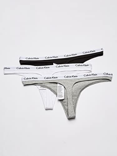Calvin Klein Women's 3 Pack Carousel Thong Panty, Black/White/Grey Heather, Medium - Image 3