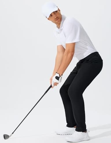 QPNGRP Men's Golf Pants 30"/32"/34" Inseam Lightweight Stretch Work Dress Pants Black 33Wx30L - Image 2