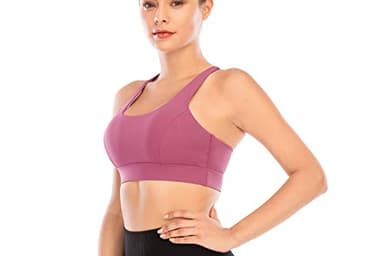 RUNNING GIRL Sports Bras for Women Backless Padded Sports Bra Tank Top Long Line Gym High Impact Sports Bra Push up(WX2569Rose Red,L) - Image 2
