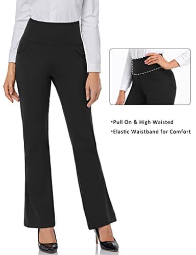 FIRST WAY Buttery Soft Women's Bootcut Yoga Pants Capris with 3 Pockets Lounge Floral Printing 4 Pockets, Black XXL - Image 4