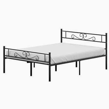 VECELO Full Size Bed Frame with Headboard, Heavy-Duty Platform with Metal Slats Support, No Box Spring Needed/Easy Assembly, Dark&Black - Image 7
