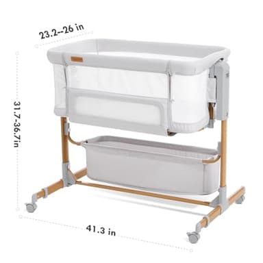 Baby Bassinet Bedside Sleeper, 3-in-1 Rocking Bassinet for Baby with 6-Level Height Adjustable, 4 Wheels & Breathable Mesh Walls, Portable Bedside Bassinet with Mattress for Newborn - Image 7