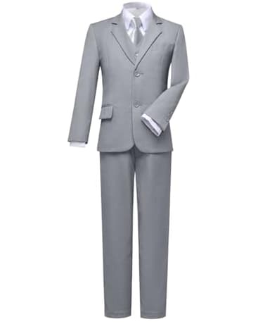 Visaccy Suits for Boys,Slim Fit Boys Suit Outfit for Toddler Kids Bathing Gray Size 10 - Image 1