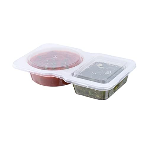 Restaurantware Futura 5 Ounce Snack Containers 500 Microwavable Sauce Containers - 2 Compartments Hinged Lid Clear Plastic Portion Cups For Condiments Or Dips - Image 1