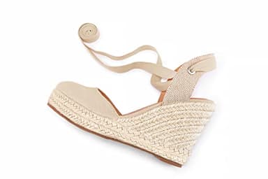 FISACE Womens Summer Lace Up Espadrilles Wedge Sandals Closed Toe Ankle Strap Platform Shoes - Image 7
