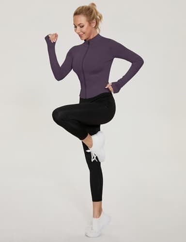 LUYAA Women's Workout Jacket Lightweight Zip Up Yoga Jacket Cropped Athletic Slim Fit Tops - Image 5