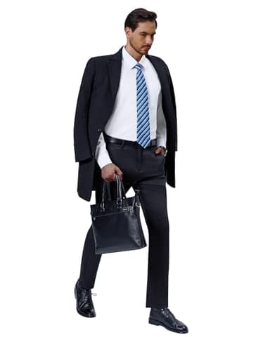 Alimens & Gentle Mens Dress Shirts 4-Way Stretch Long Sleeve Collared Casual Solid Wedding Dating Button Down Shirt White - Image 5