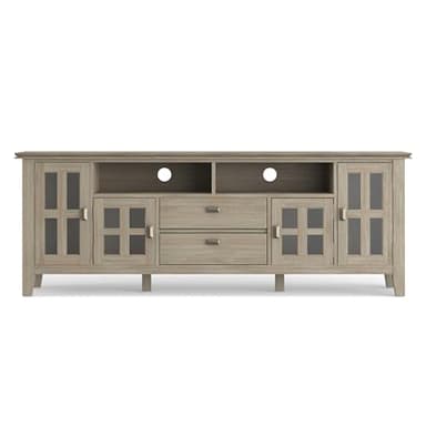 SIMPLIHOME Artisan SOLID WOOD 72 inch Wide Transitional TV Media Stand in Distressed Grey For TVs up to 80 inches for the Living Room and Entertainment Center - Image 5