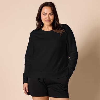 Amazon Essentials Women's Fleece Crewneck Pullover Sweatshirt (Available in Plus Size), Black Heather, Medium - Image 6