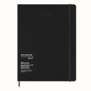 Moleskine 12 Month 2025 PRO Smart Weekly Vertical Planner, Hard Cover, XL (7.5" x 9.5") Black - Compatible with Moleskine Pen+ (Sold Separately) & App - Image 1