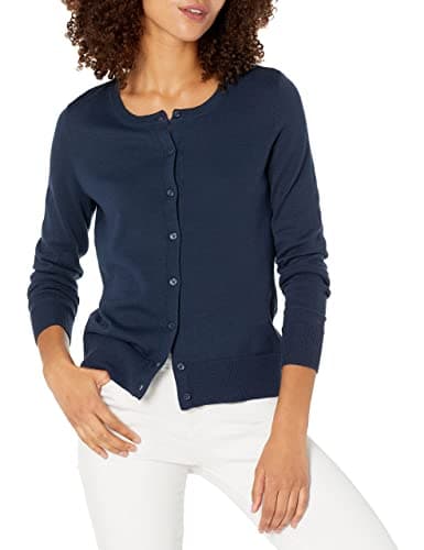 Amazon Essentials Women's Lightweight Crewneck Cardigan Sweater (Available in Plus Size), Navy, 6X - Image 1