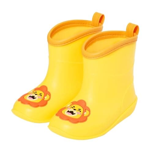 FUNCOO PLUS Kids Rain Boots Toddler Rain Shoes Children Waterproof Boots for Boys and Girls Yellow Lion Little Kid Size 12 - Image 1