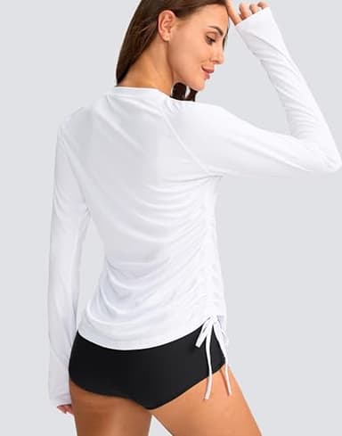 SANTINY Women's UPF50+ Rash Guard SPF Long Sleeve Swimsuits Top UV Sun Protection Swim Shirts for Woman (White_M) - Image 2