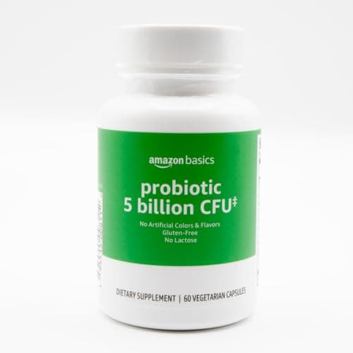 Amazon Basics - Probiotic, 5 Billion CFU, 8 Probiotic strains with 60 mg Prebiotic Blend, 60 Count Vegetarian Capsules, 2 Month Supply, Supports Healthy Digestion (Previously Solimo) - Image 1