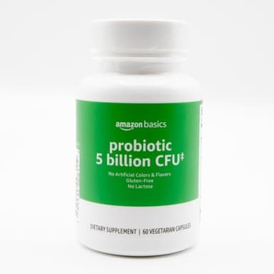Amazon Basics - Probiotic, 5 Billion CFU, 8 Probiotic strains with 60 mg Prebiotic Blend, 60 Count Vegetarian Capsules, 2 Month Supply, Supports Healthy Digestion (Previously Solimo) - Image 1