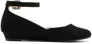 DREAM PAIRS Women's Dress Flats Ballet Low Wedge Round Toe Ankle Strap Comfortable Casual Flats Shoes - Image 4