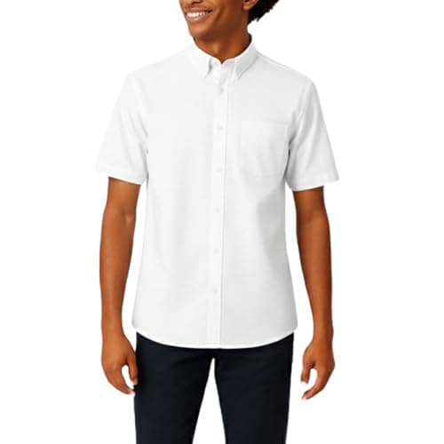 French Toast Boys' Short Sleeve Classic Poplin Dress Shirt (Standard & Husky), White, 6 - Image 1