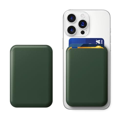 KPNEOL Leather Magnetic Phone Wallet - Mag Wallet RFID, 3 Card Holder For iPhone 15/14/13/12 Series (Dark Green) - Image 1