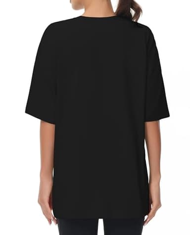 THE GYM PEOPLE Women's Casual Oversized T-Shirts Summer Crewneck Short Sleeve Workout Basic Tee Tops Black - Image 5