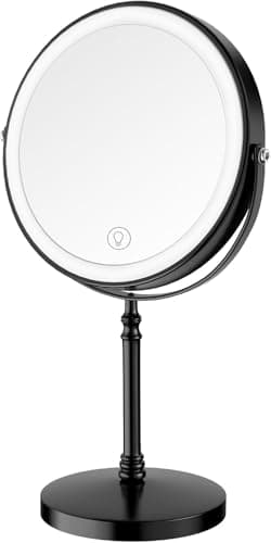 Lighted Makeup Mirror, 3000 mAh Rechargeable Double Sided Magnifying Vanity Mirror with 3 Colors, 1x/10x, 360° Rotation , Brightness Adjustable Magnification Cosmetic Light up Mirror, Women Gift - Image 1