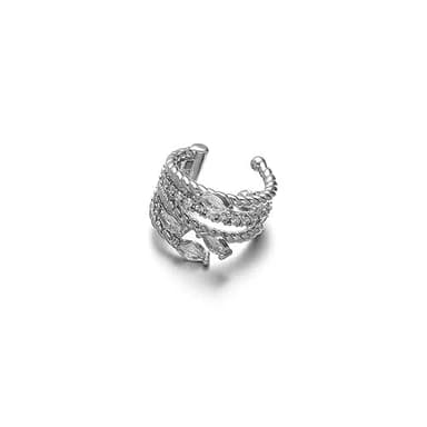 MOEPAPA CZ Ear Cuff Earrings for Women Non Piercing Clip on Twisted Earrings Trendy Simple jewelry Gift (White Gold) - Image 3