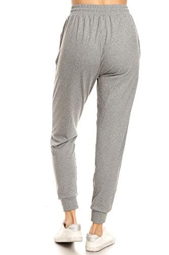Leggings Depot Womens Relaxed fit Jogger Pants - Track Cuff Sweatpants with Pockets, Heather Grey, Medium - Image 3
