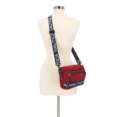 Nautica Nylon Bean Crossbody/Belt Bag with Adjustable Shoulder Strap, Cranberry - Image 5